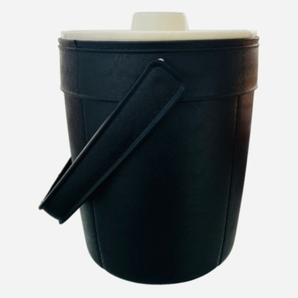 Vintage Rubbermaid Black Ice Bucket 10" White Lid Insulated 1970s Bottle Cooler - Picture 3 of 7
